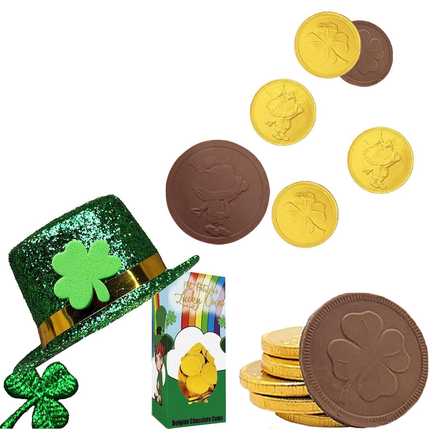 1000-Count St. Patrick's Day Chocolate Coins Leprechaun Lucky Gold Coins, Belgian Milk Chocolate Coins Nut-Free (1000-Pack)