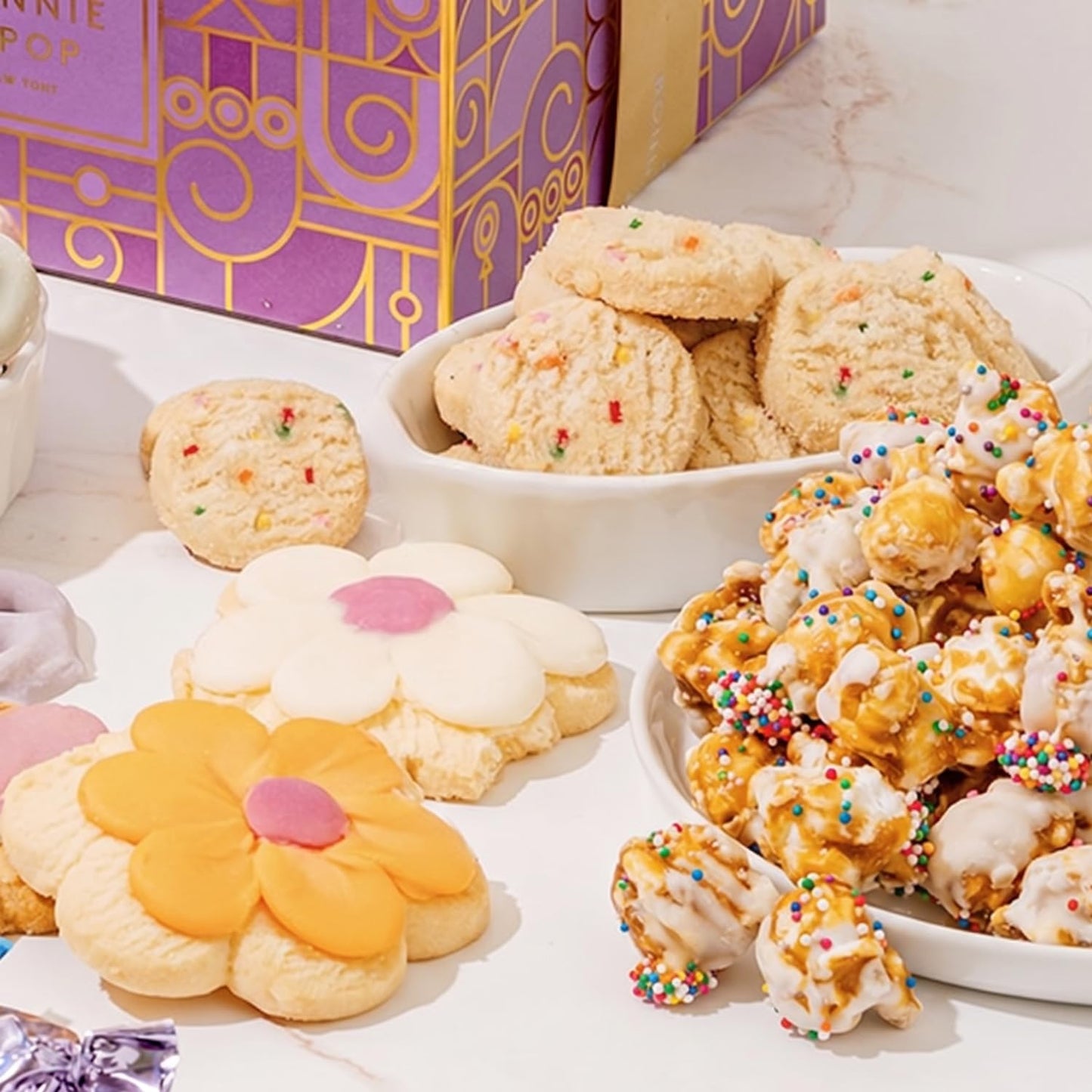 Gift Tower, Summer Candy Snack Gift Box Assortment with Cookies, Pretzels, Caramels, Nuts & Gourmet Treats - Gifts for Men, Women, Office, Employees