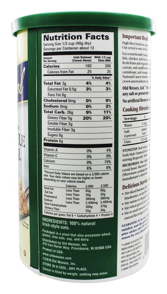 OLD WESSEX Irish Style Oats, 18.5 OZ
