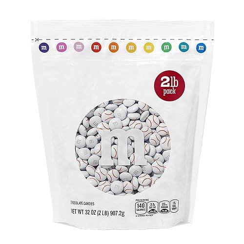 M&M’S WORLD Baseball Milk Chocolate Candies, 2 lbs Bulk - For Baseball Party Favors, Party Supplies, Goodie Bags, and More