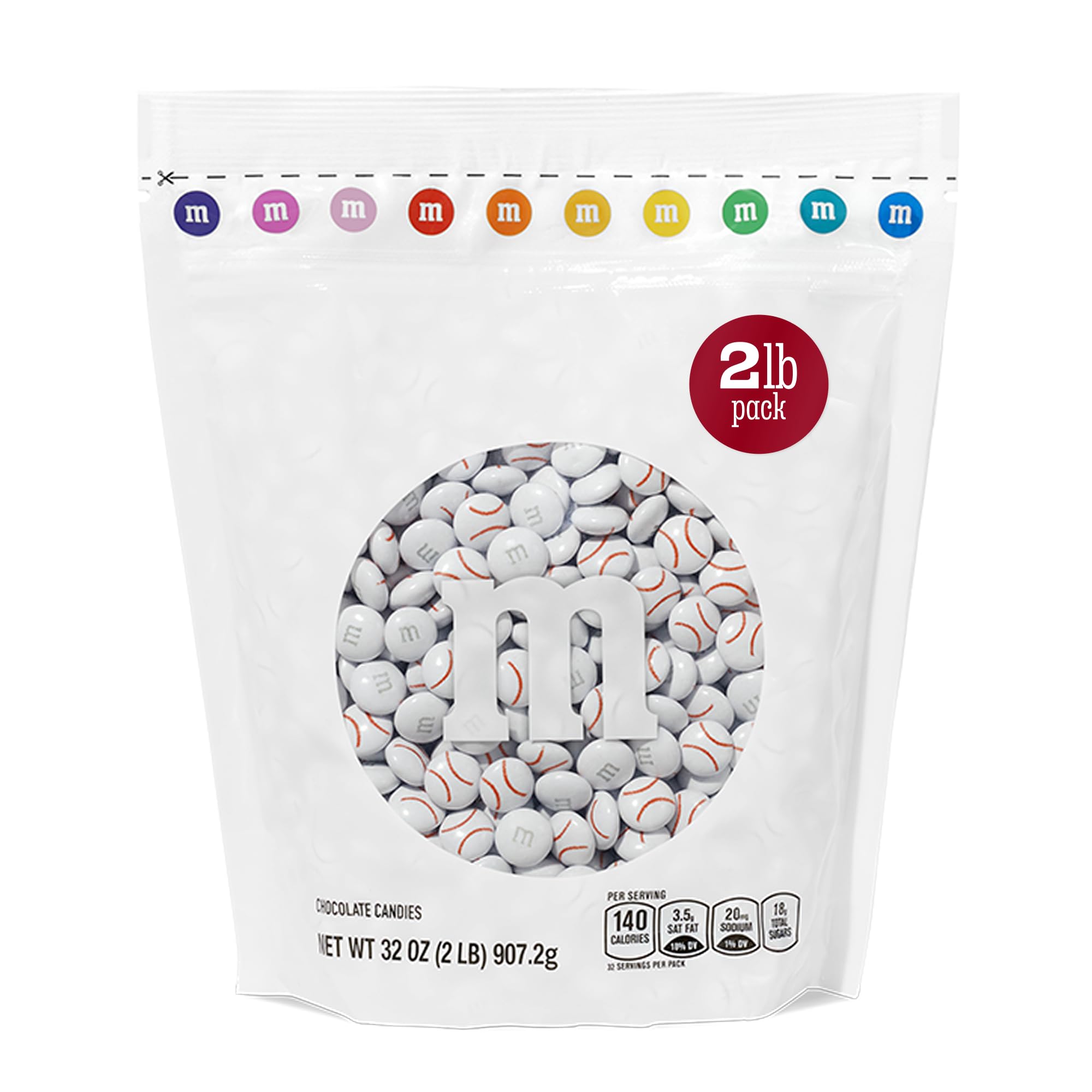 M&M’S WORLD Baseball Milk Chocolate Candies, 2 lbs Bulk - For Baseball Party Favors, Party Supplies, Goodie Bags, and More