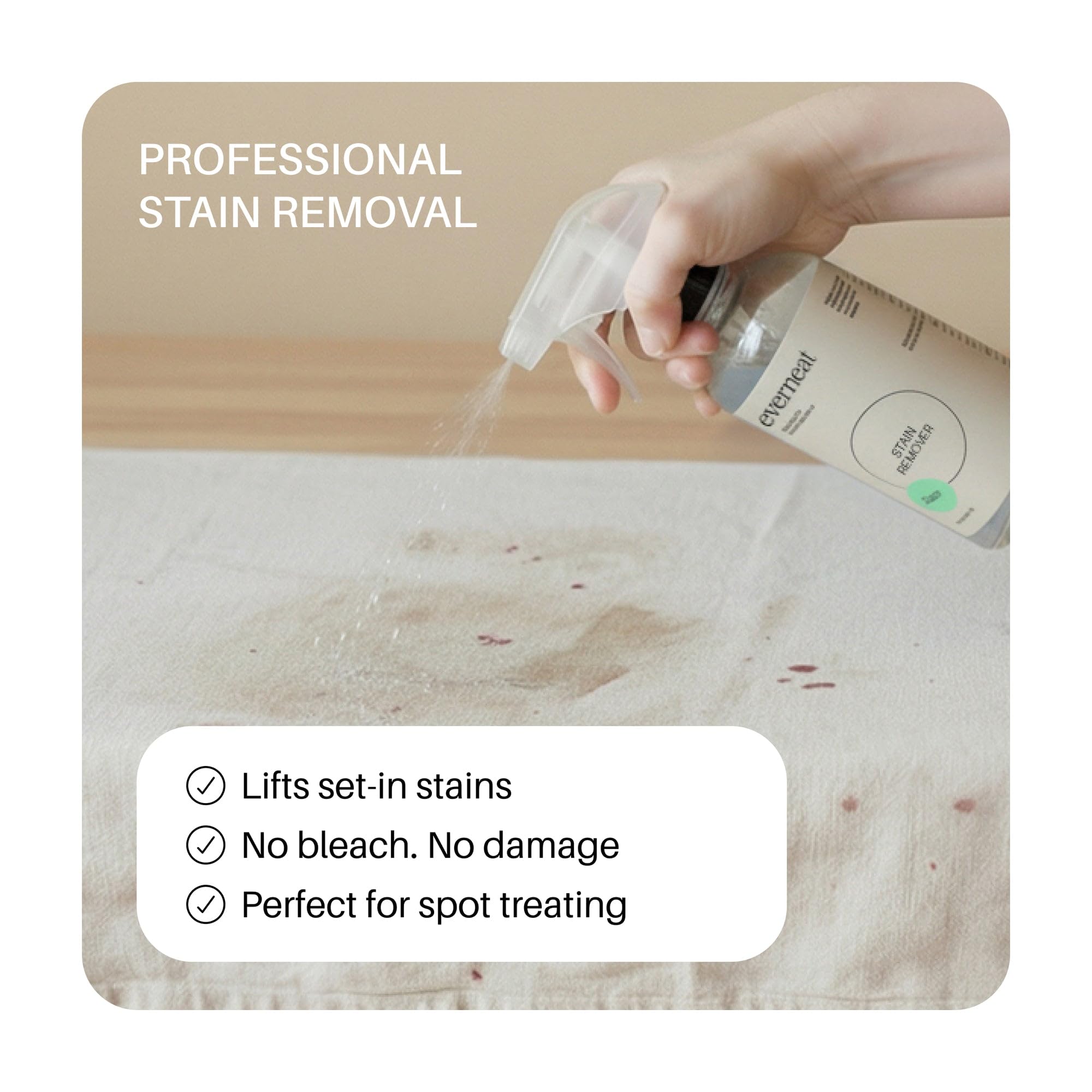 Everneat Enzyme Laundry Stain Remover Spray | Skin-Safe Fabric, Upholstery, Carpet Spot Cleaner | 4 oz Concentrate + Just Add Water (16oz Spray