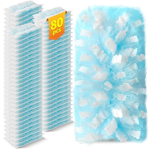Swilsweep 80 Count Duster Refills Compatible with Swiffer Duster, 180° Disposable Multi-Surface Microfiber Cleaning Dusters, Unscented