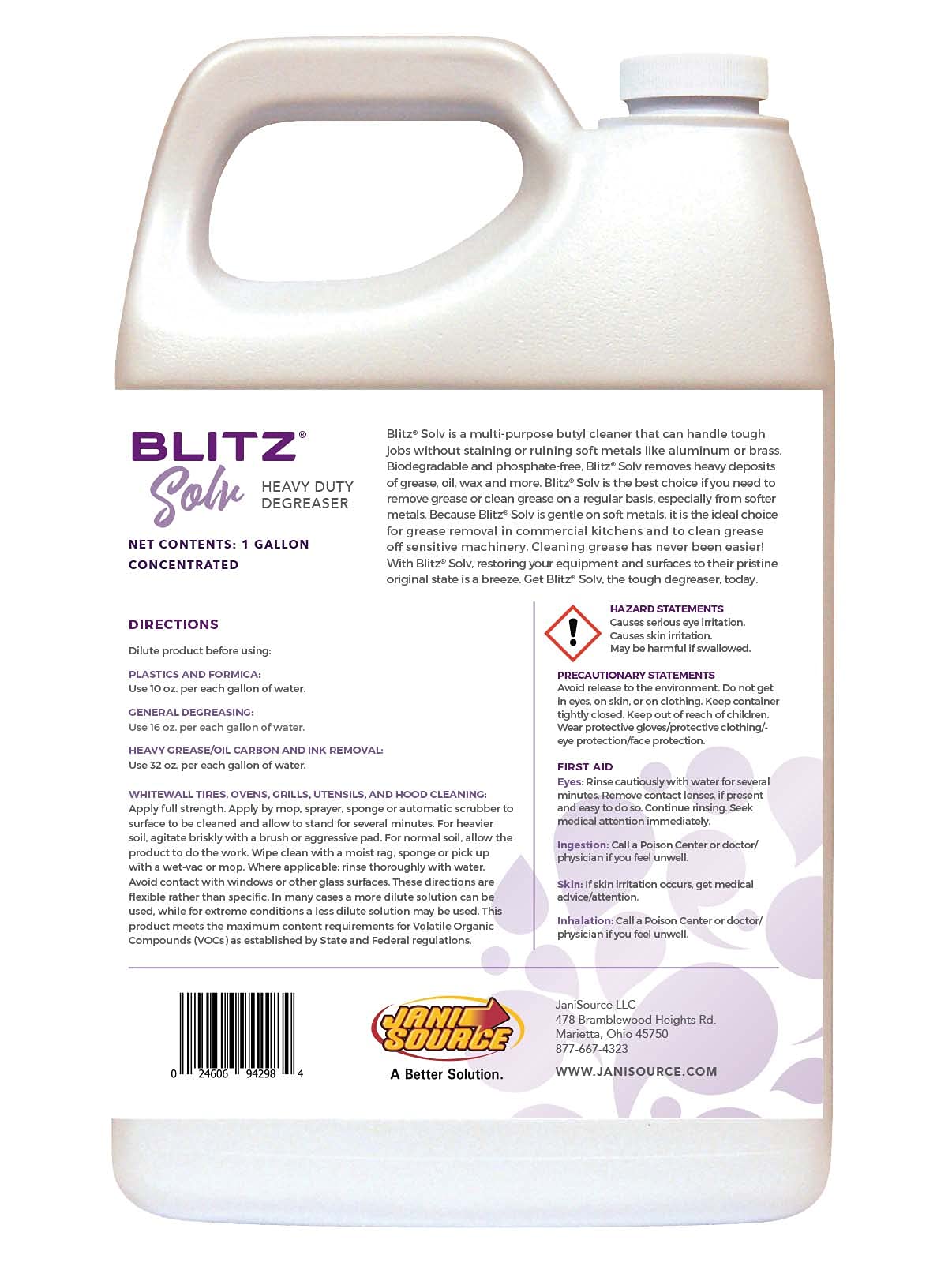 Jani-Source BlitzSolv Soft Metal Degreaser - Case of 4…