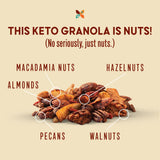 Better Than Provisions 5 Nut Grain-Free Granola, Keto Food, 3 Pack of Cacao Cayenne Goji, with Almonds, Macadamia Nuts, Walnuts, Hazelnuts, Pecans