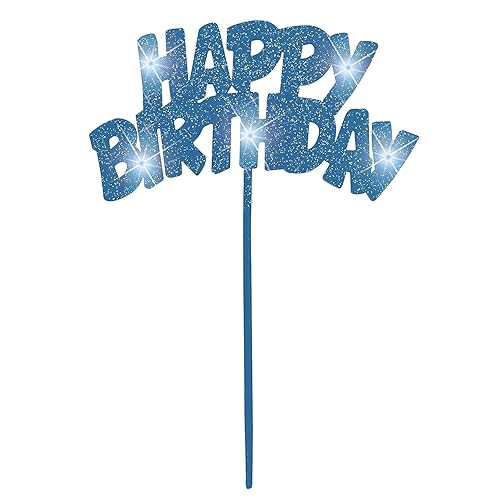 Blue Happy Birthday LED Flashing Pick - 10.25", 1 Piece - Perfect for Birthday Celebrations