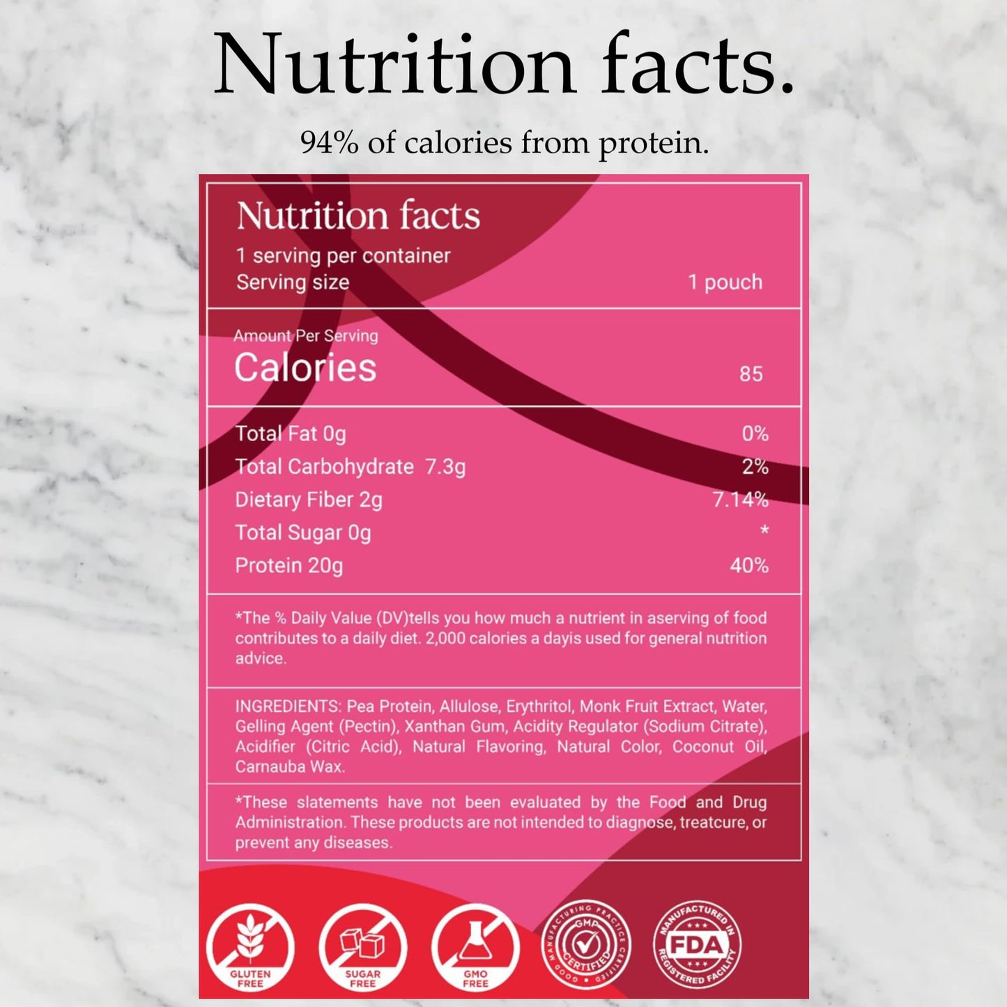 OAKA Protein Gummies (6 pack), 20g Protein, 85 Calories, Sugar Free Candy Snack, Mixed Berries