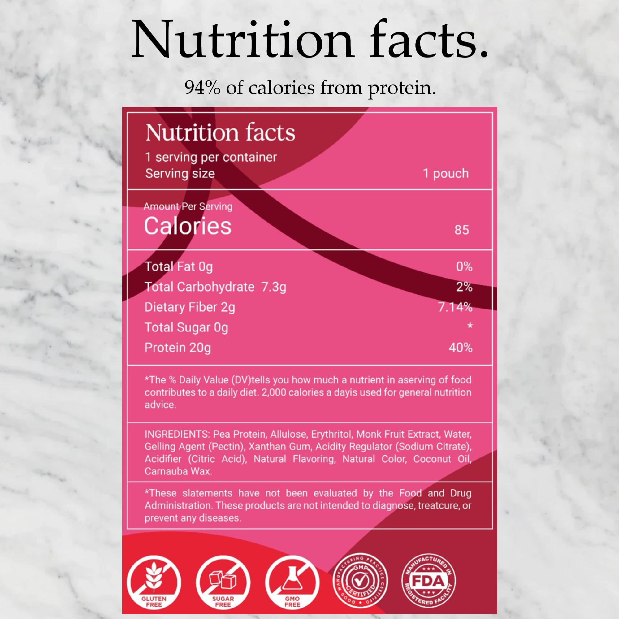 OAKA Protein Gummies (6 pack), 20g Protein, 85 Calories, Sugar Free Candy Snack, Mixed Berries