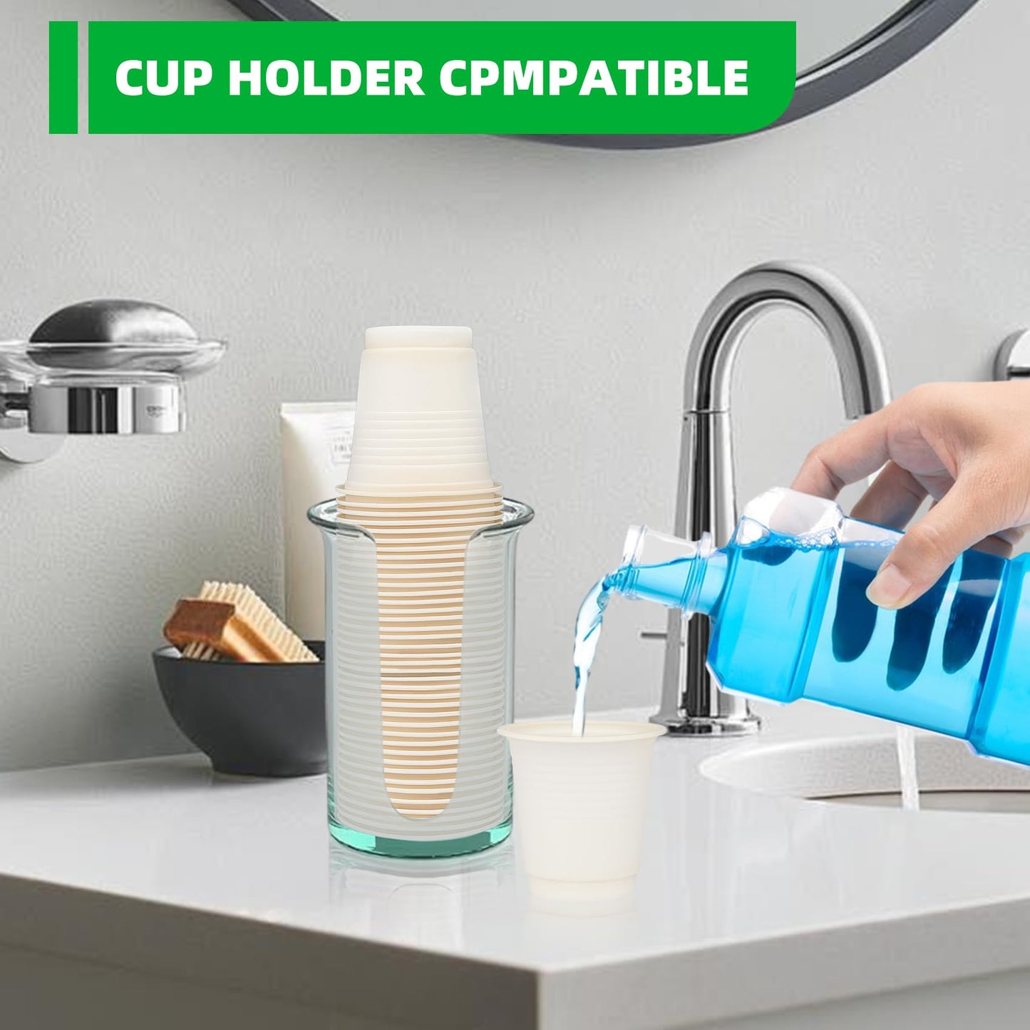SHAUMN 3 oz 300 Pack Compostable Disposable Bathroom Mouthwash Cups, A Great Replacement for Paper Ones,Used for Mini Snack,Hot/Cold Drinking Cup