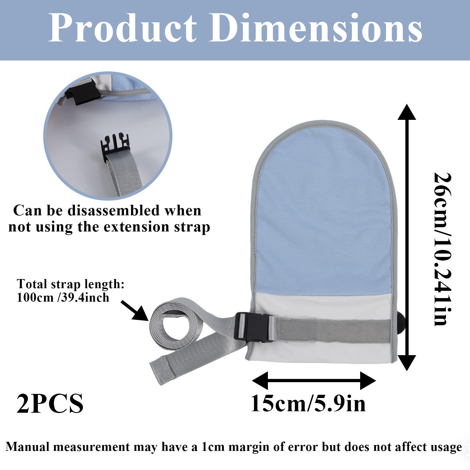 2-Pack Medical Restraint Gloves for Elderly & Dementia Patients, Anti-Scratch Medical Mittens with Removable Ties, Soft Skin-Friendly Hand Control