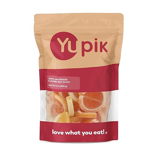 Yupik Lemon & Orange Flavored Jelly Slices Candy 17.6 oz (1.1 lb), Soft Jelly Candies with Sugary Coating, Vibrant Citrus Flavours, Perfect