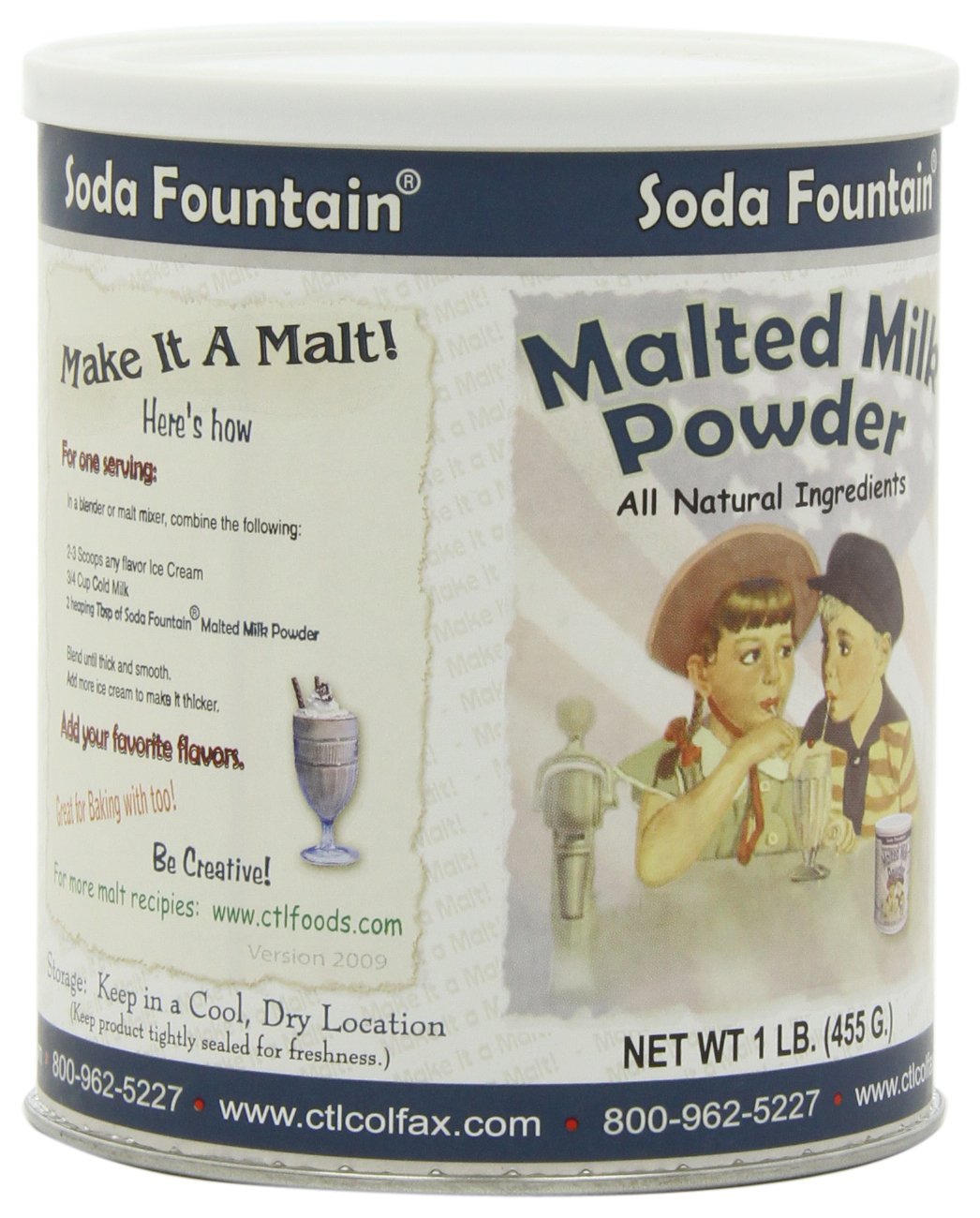 Soda Fountain Malted Milk Powder, 16-Ounce (Pack of 3)