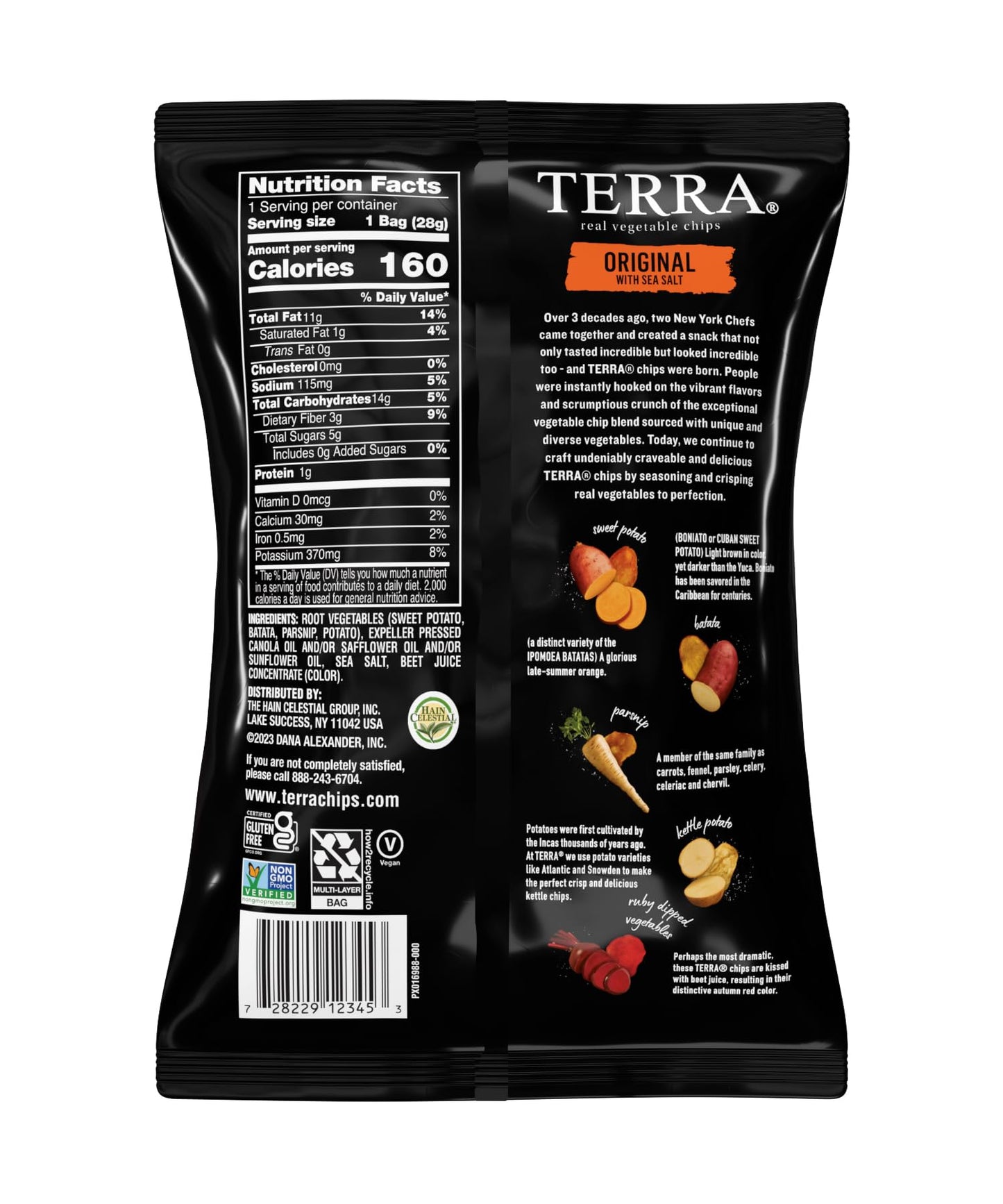 Terra Original and Sweet Potato Vegetable Chips, 1 oz Bag (Pack of 24)