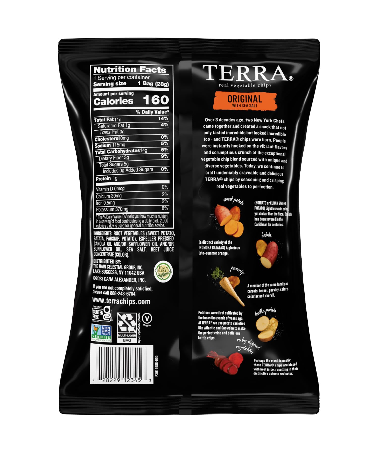 Terra Original and Sweet Potato Vegetable Chips, 1 oz Bag (Pack of 24)