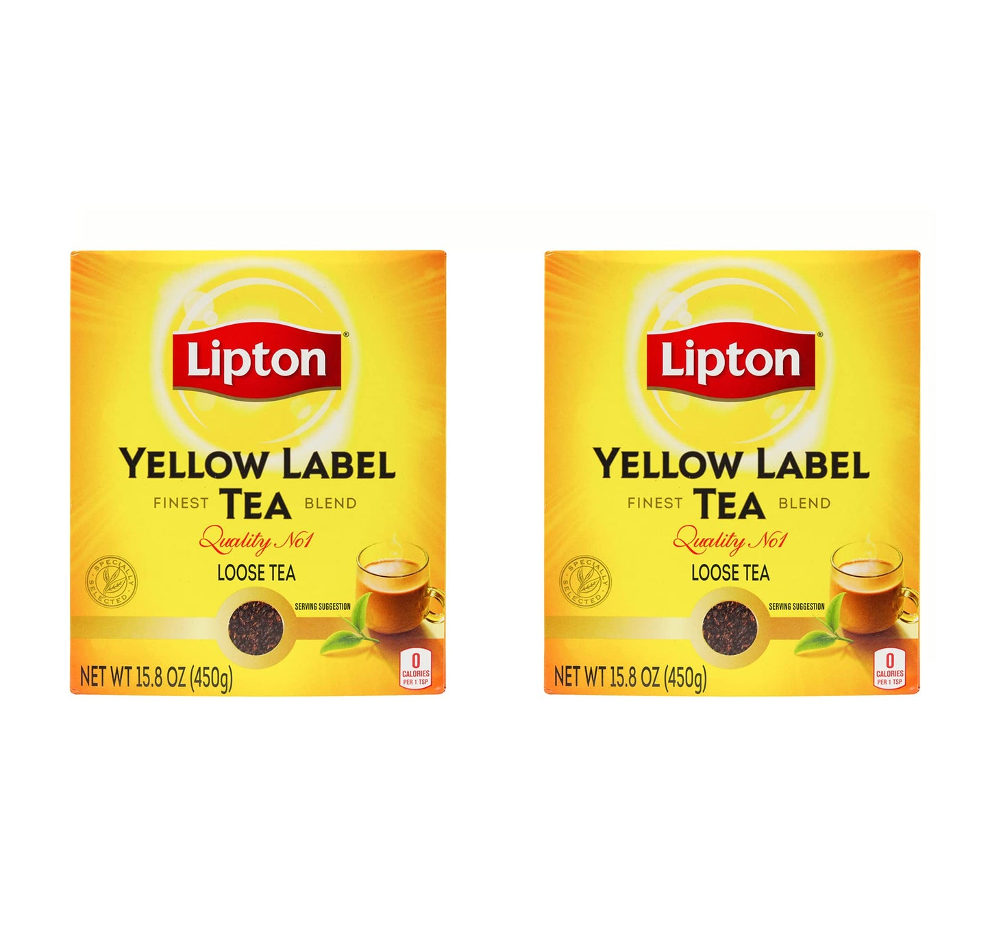 Lipton Yellow Label Finest Blend | Premium Black Tea | Indian Chai | Compatible for Milk | 450 Grams (Pack of 2)