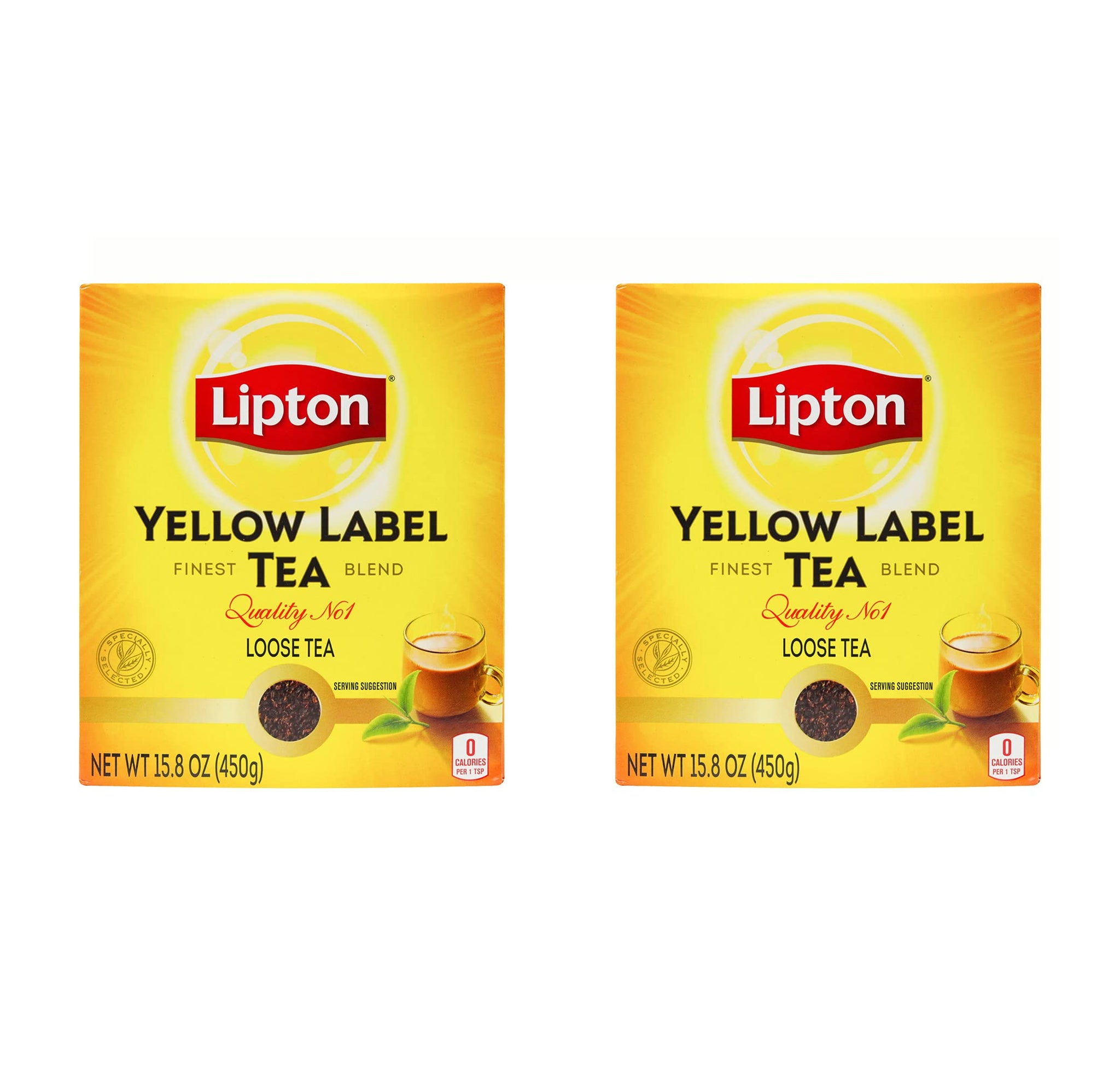 Lipton Yellow Label Finest Blend | Premium Black Tea | Indian Chai | Compatible for Milk | 450 Grams (Pack of 2)