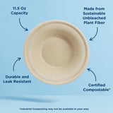 World Centric Compostable Paper Bowls, 11.5 Oz (Pack of 20), Made from Unbleached Plant Fiber, Sustainable, Heavy Duty, Leak Resistant, Microwave