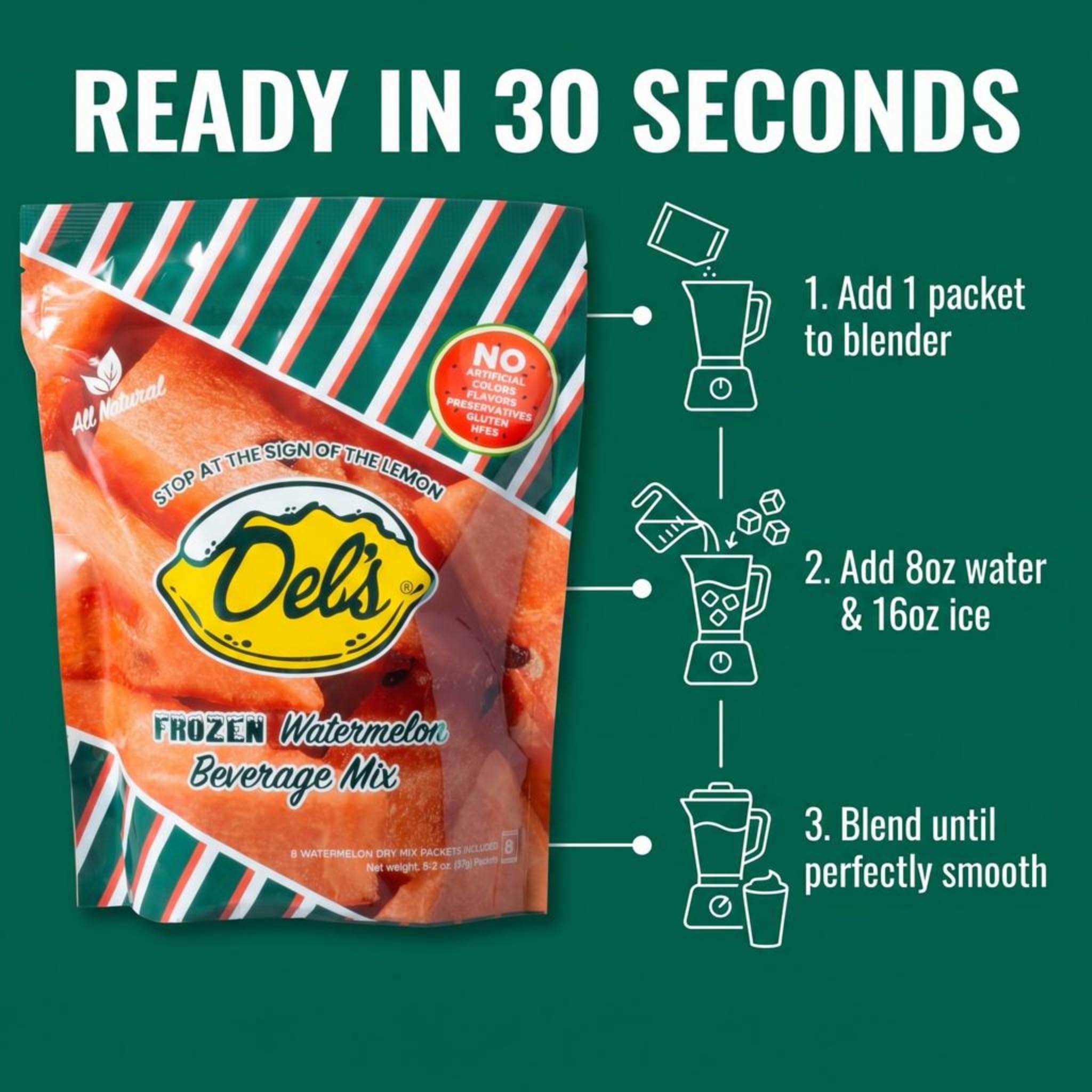 Del's Lemonade (WATERMELON 8 PACK DRY MIX) gift set