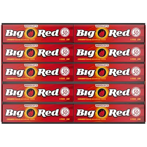 WRIGLEY'S BIG RED Chewing Gum Bulk Pack, 5 Sticks Per Pack (40 Total Packs)