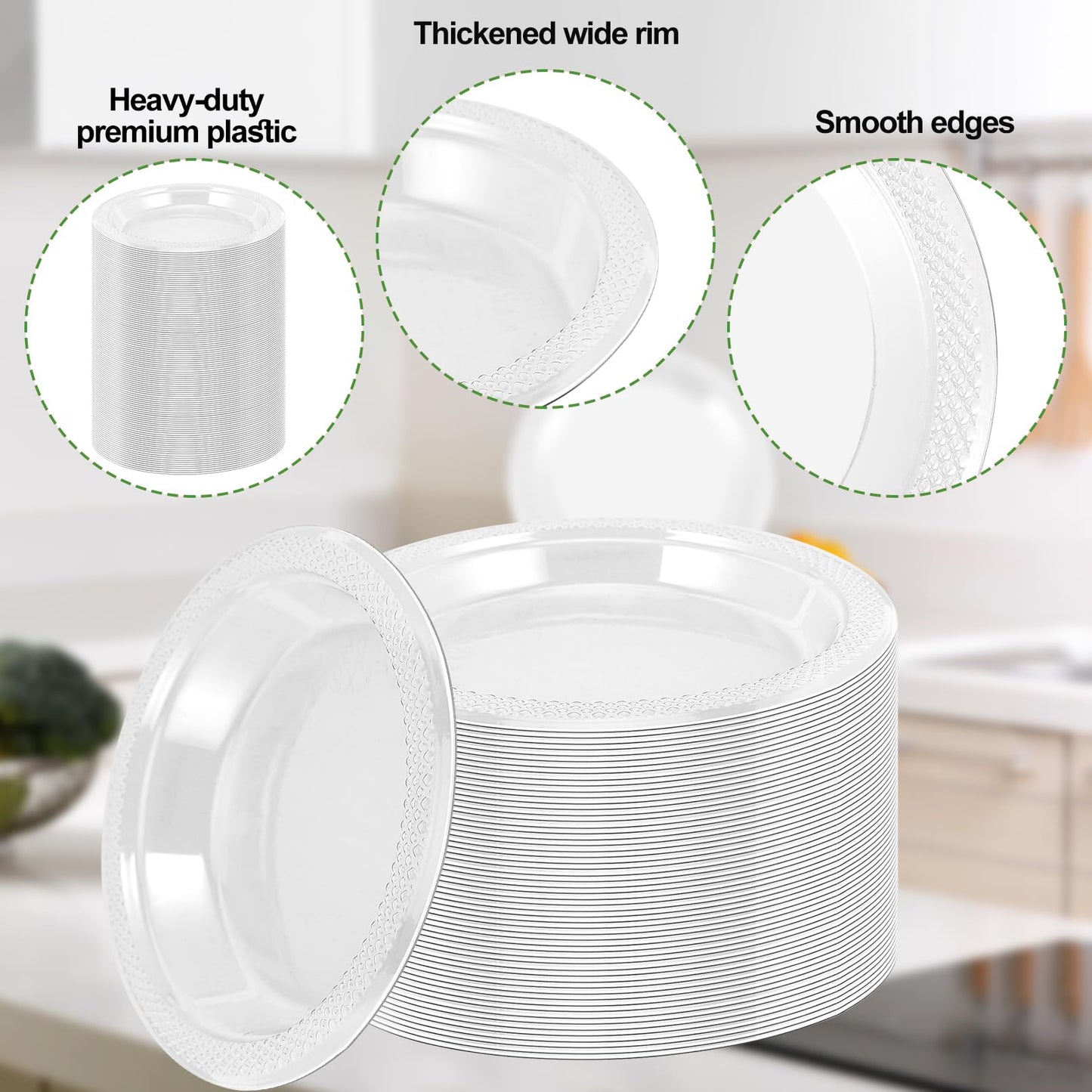 Cptoion 200 Pack 6 Inch Clear Plastic Dessert Plates - Disposable Round Appetizer and Small Cake Plates for Party, Dinner, Wedding, Catering, Birthday