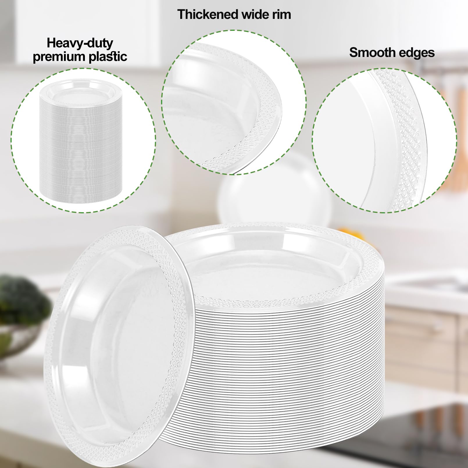 Cptoion 200 Pack 6 Inch Clear Plastic Dessert Plates - Disposable Round Appetizer and Small Cake Plates for Party, Dinner, Wedding, Catering, Birthday