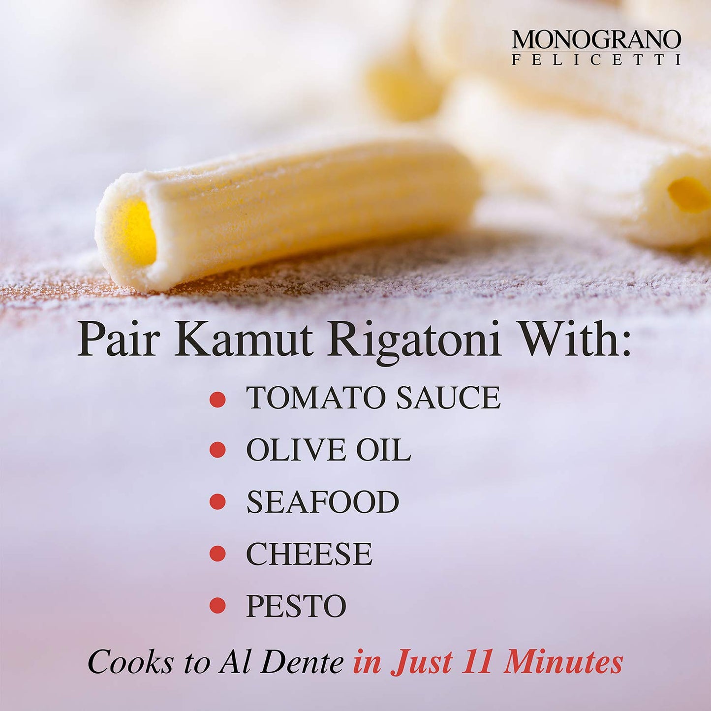 Monograno Felicetti Italian Organic Rigatoni Pasta Made with Kamut 1.1 lb - Pack of 2