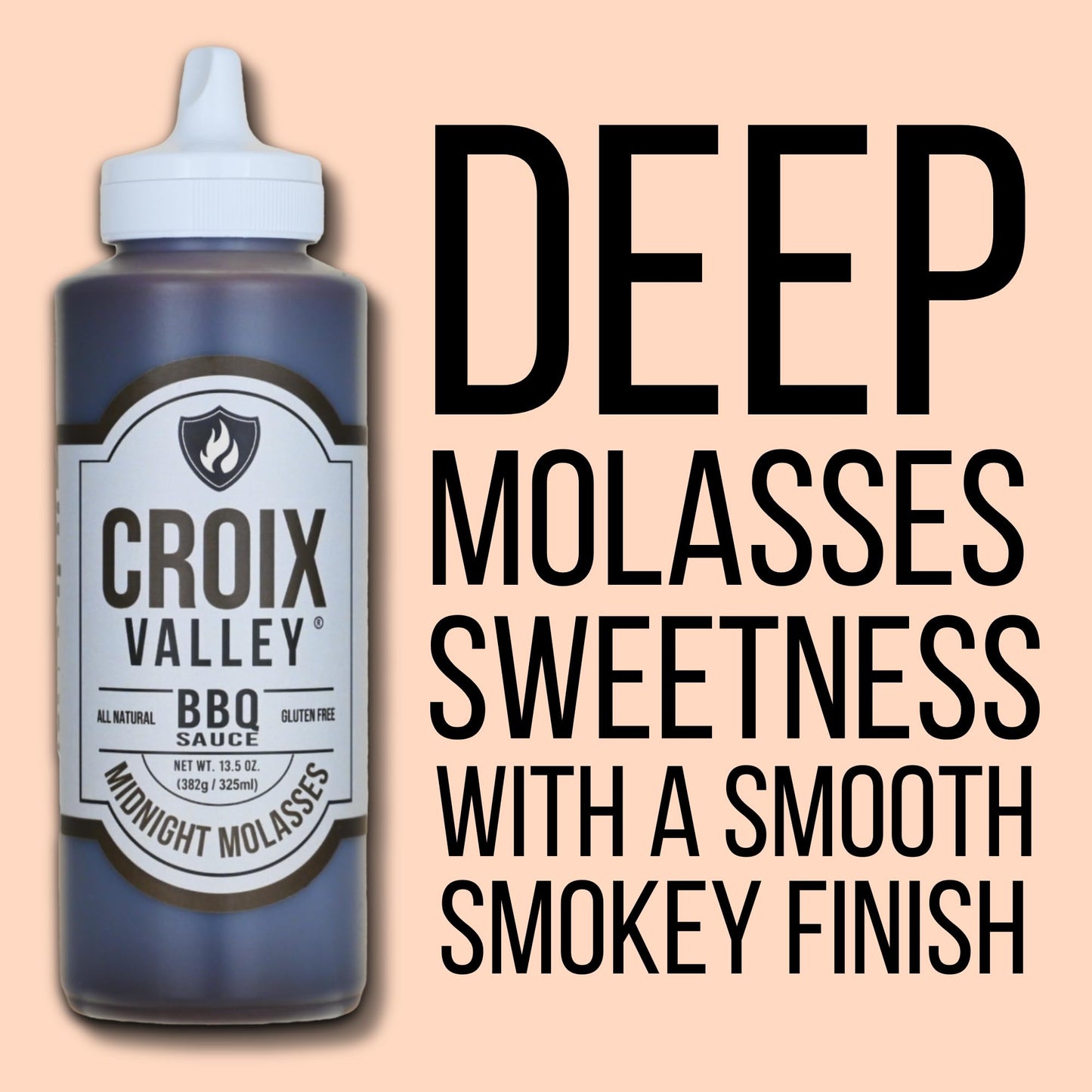 Croix Valley Midnight Molasses BBQ Sauce - 3 Pack (11 oz Plastic Bottles) - Deep Molasses Richness with Smokey Heat - Gluten-Free, No MSG, No High
