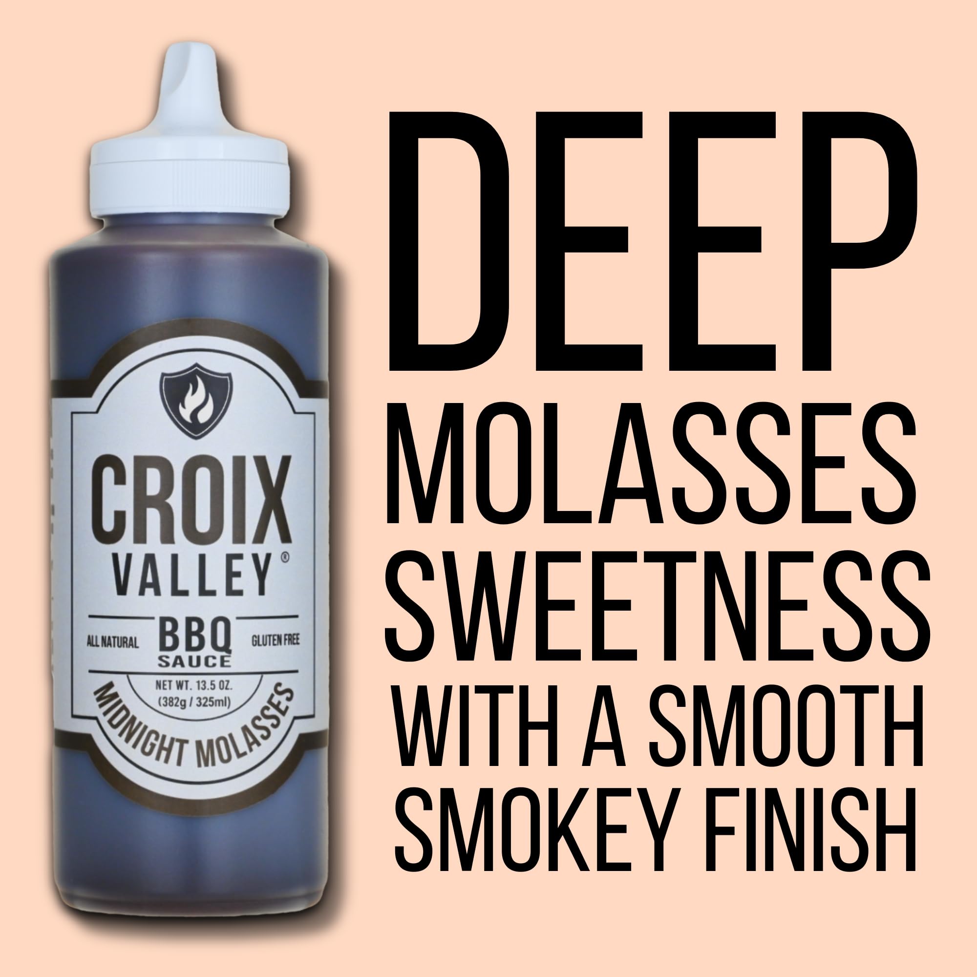 Croix Valley Midnight Molasses BBQ Sauce - 3 Pack (11 oz Plastic Bottles) - Deep Molasses Richness with Smokey Heat - Gluten-Free, No MSG, No High