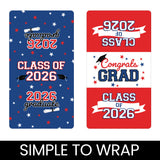 Red White Blue Class of 2026 Graduation Mini Candy Bar Wrappers, 42 Count