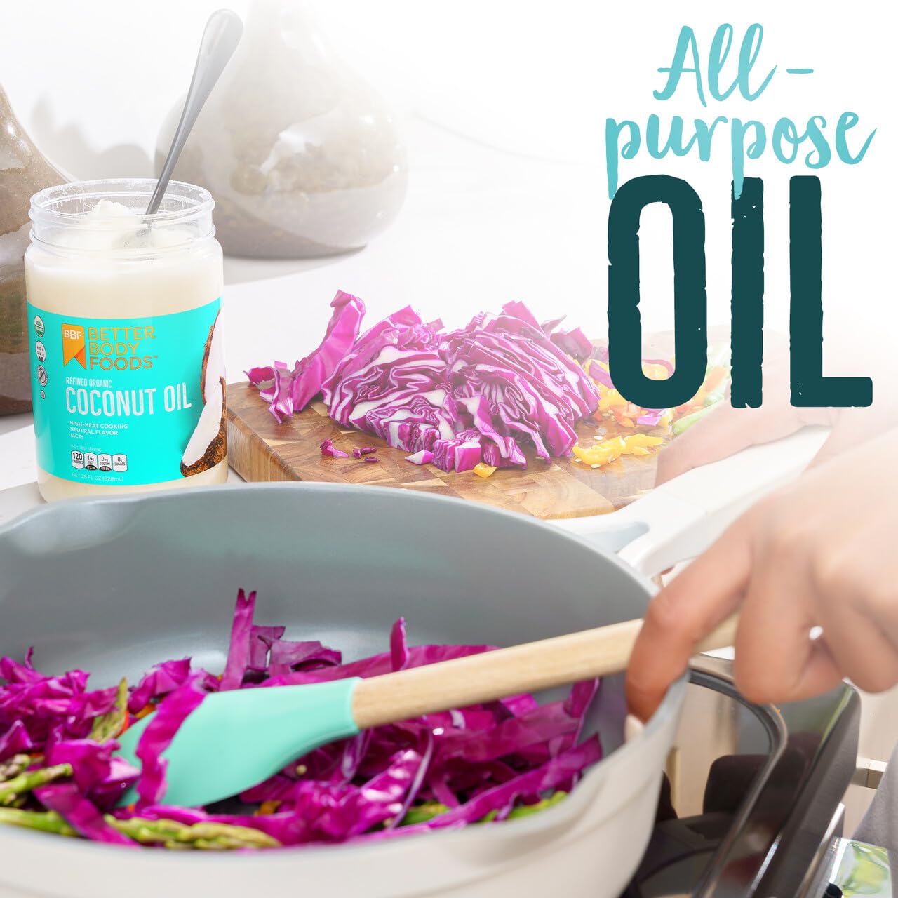 BetterBody Foods Refined Organic Coconut Oil with Neutral Flavor and Aroma, Non-GMO, Cooking Oil, 1 Gallon
