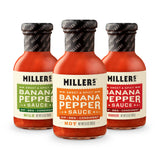 Miller's Banana Pepper Sauce Variety Pack - Includes Hot, Mild, Habanero Hot Sauce Set - Best Use for Chicken Wing, Burger, Sandwich, Mexican Dish