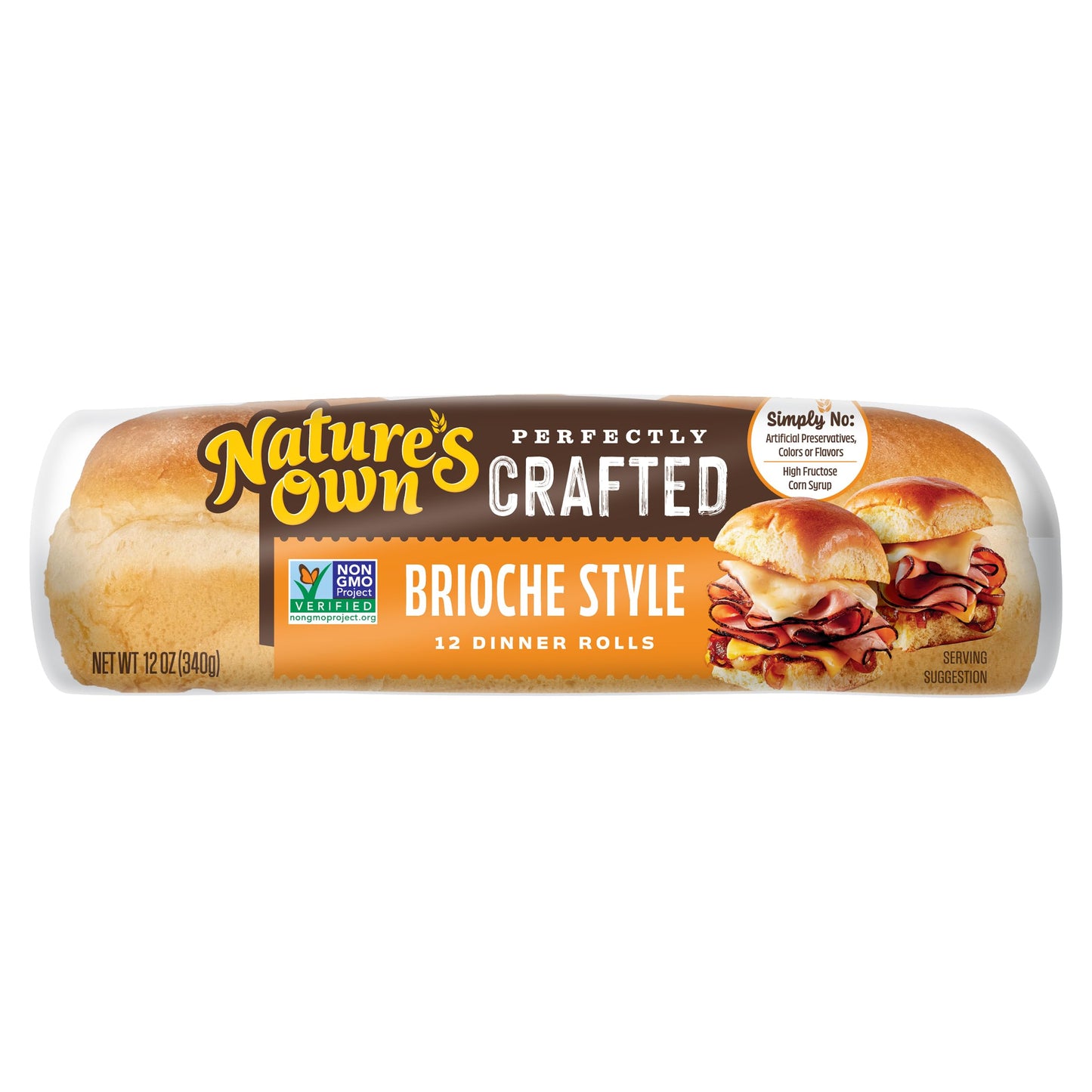 Nature's Own Perfectly Crafted Brioche Style Butter Rolls, Non-GMO Dinner Rolls, 12 Count
