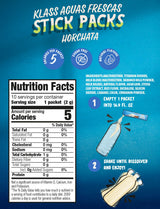 Klass Aguas Frescas, Powdered Drink Mix, 40 Singles Zero Sugar & Caffeine-Free Powder Packets, Water Drink Mix, Flavor: Horchata - 5 Calories Per