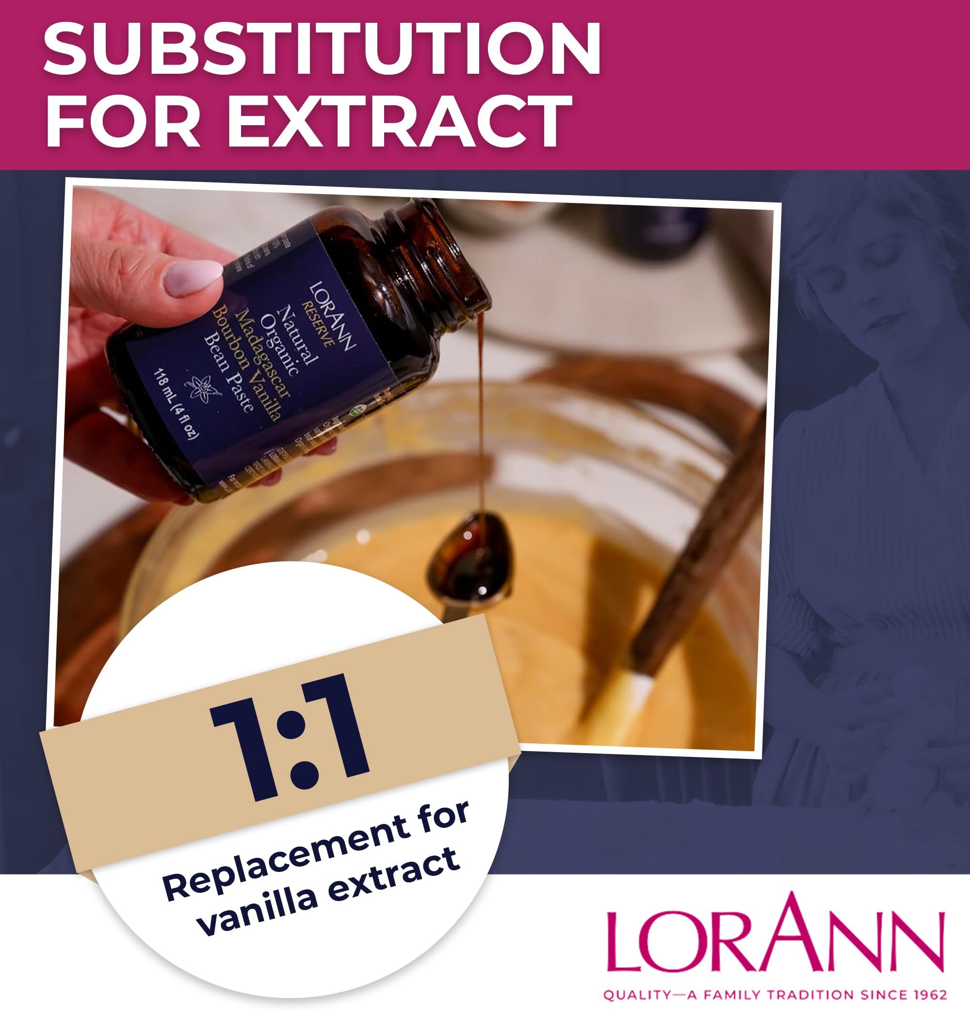 LorAnn Oils Reserve Natural Organic Madagascar Bourbon Vanilla Bean Paste - Pure and Organic Bean Extract for Baking, Madagascar Flavor, Bourbon