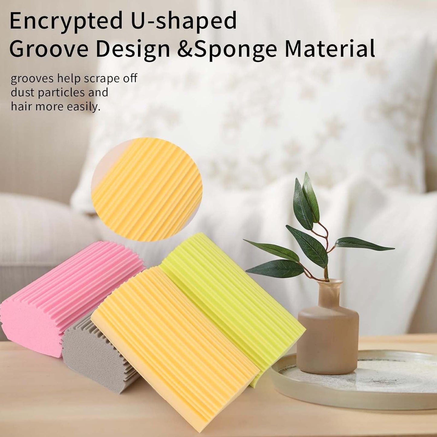 Damp Clean Duster Sponge 4 Pack,Magic Sponges Eraser Baseboard Cleaner Tool,Reusable Household Cleaning Sponge for Blinds, Glass, Railings, Mirrors