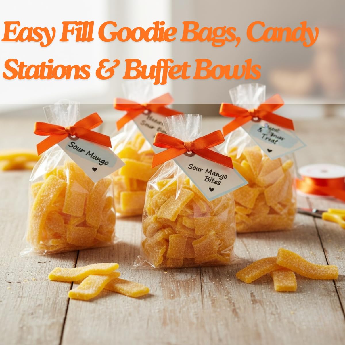 Halal Sour Mini Mango Belts Candy Bulk | 5-Pound Bag of Fruity Mango Candy Gummy, Tangy Halal Sour Candy for Parties, Buffets, Goodie Bags & Dessert
