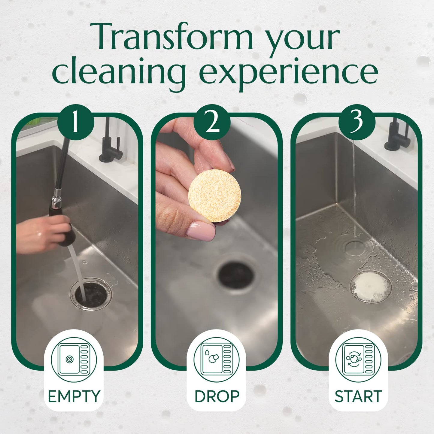 CLEANOMIC - Garbage Disposal Cleansing Tablets (8 Pack) - Foaming Garbage Disposal Cleaner and Deodorizer, Household Garbage Disposal Cleaners, Sink