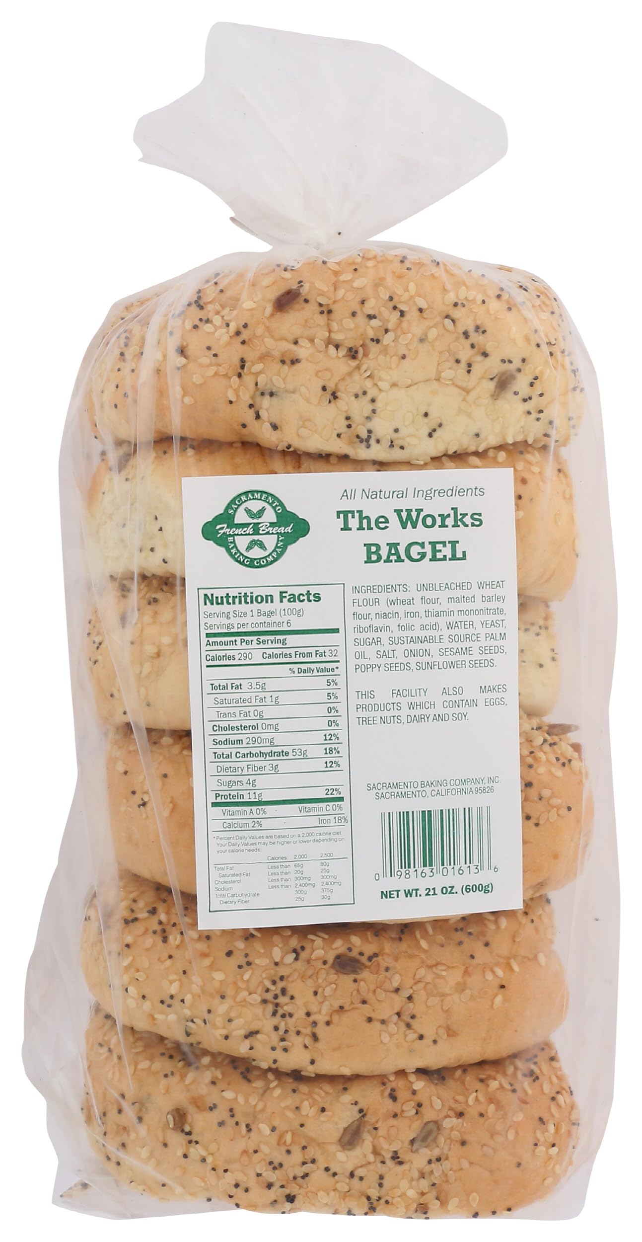 SACRAMENTO BAKERY Bagel The Works 6 PK, 22 OZ