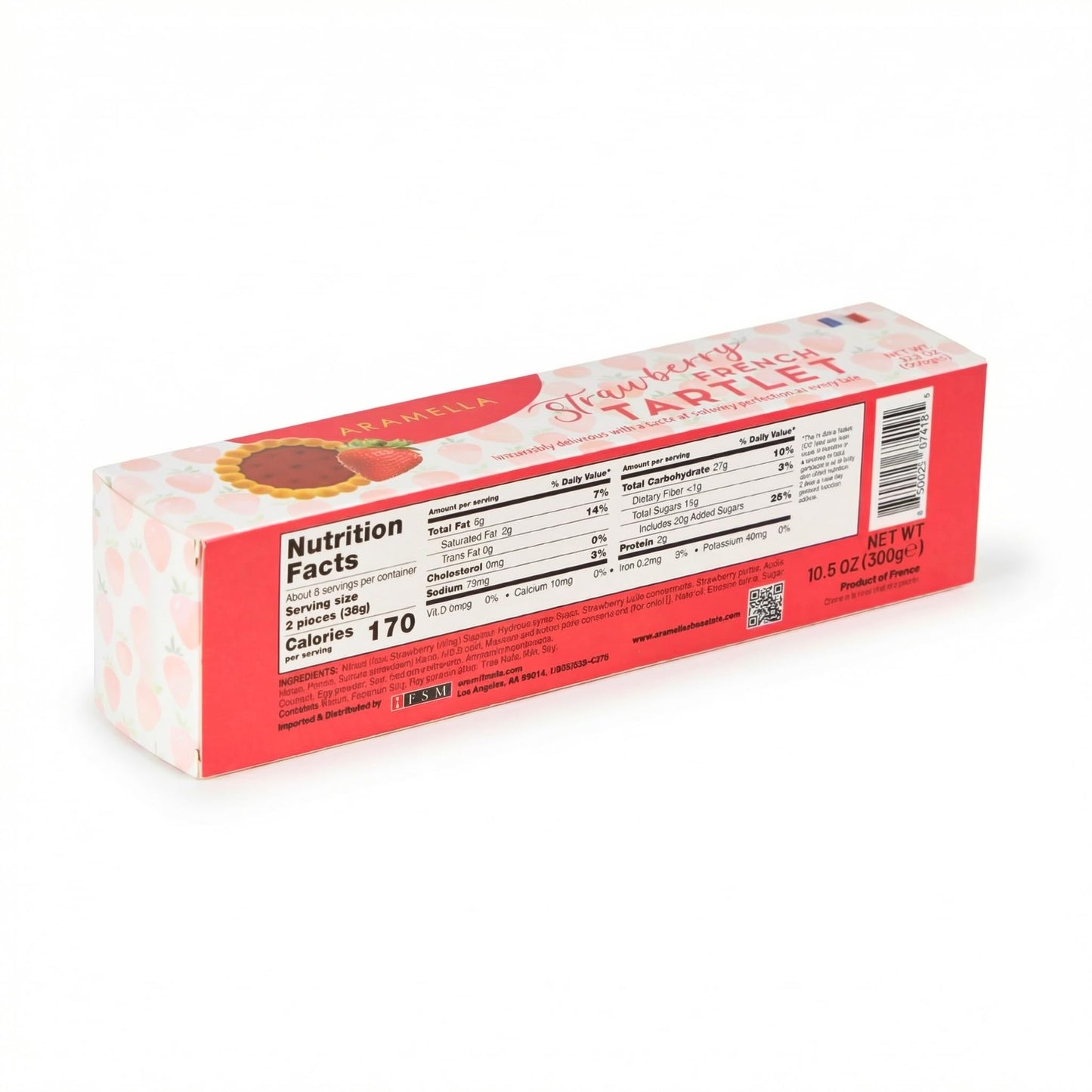Aramella French Strawberry Tartlets - 16 Count - Authentic French Pastry with Golden Crust & Real Strawberry Filling - 300g (10.5oz)