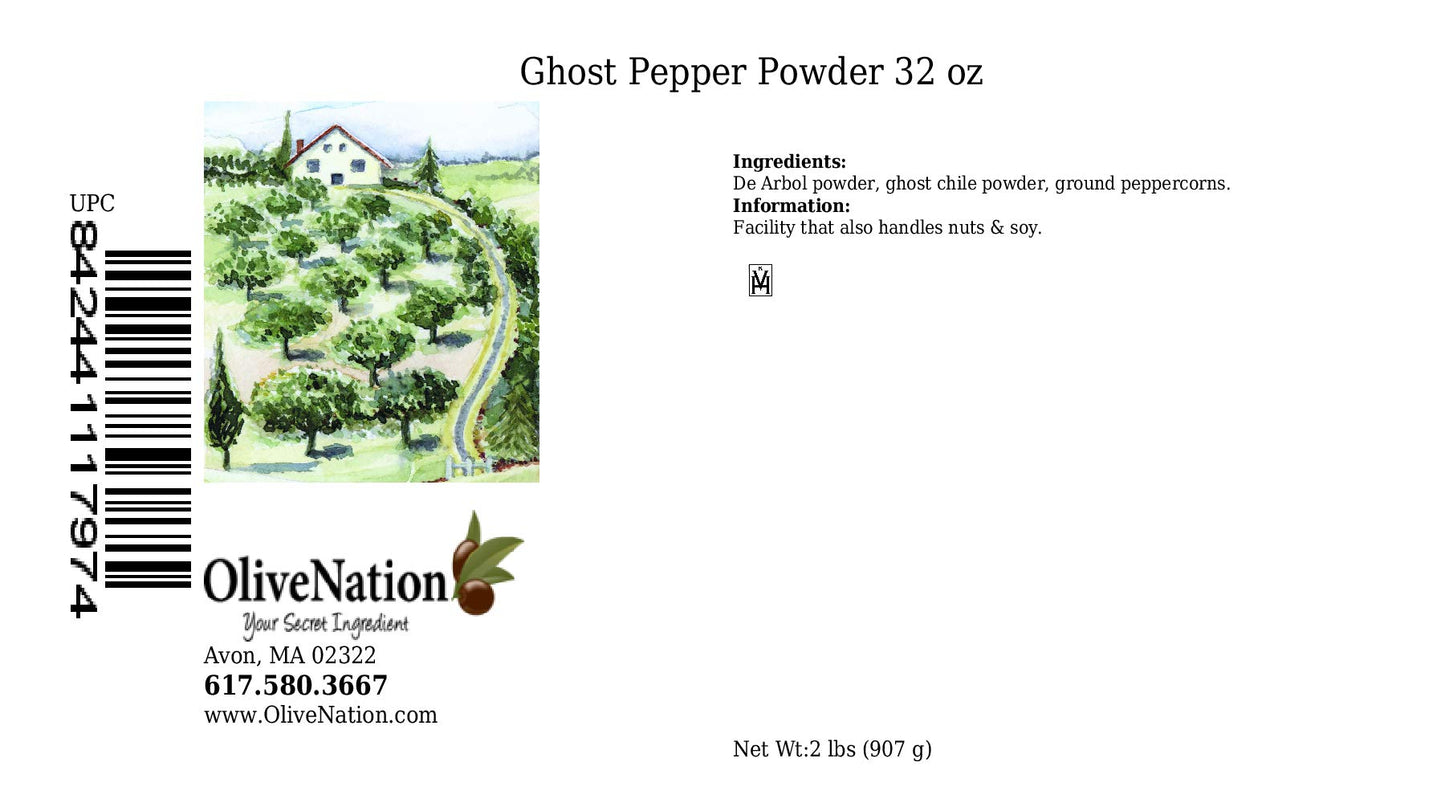 OliveNation Ghost Pepper Chili Powder, Extremely Hot Chili Pepper Blend with Bhut Jolokia, Extremely Spicy, Non-GMO, Kosher - 32 ounces