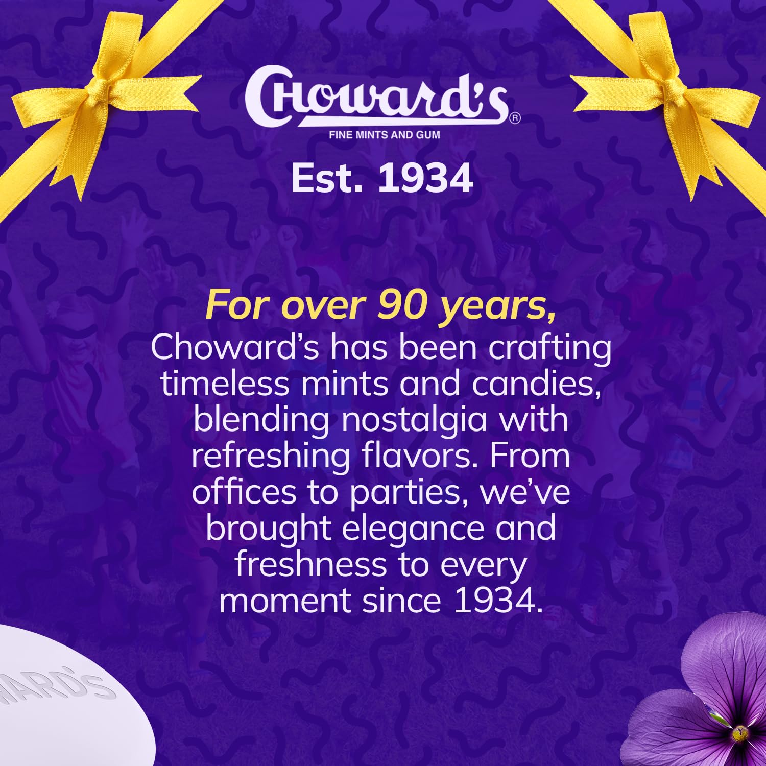 Choward's Violet Mints Candy Bag | Bold Aromatic Flavor | Perfect for Travel, Sharing, and Gifting | Nostalgic Vintage Candy | Resealable Bag