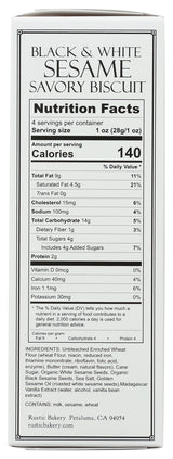 Rustic Bakery, Biscuits Savory Black And White Sesame, 4 Ounce