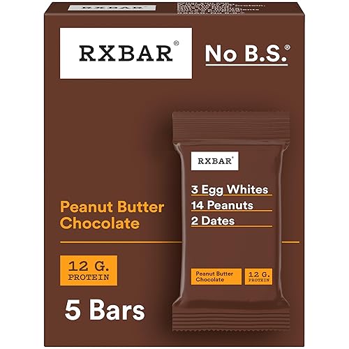 RXBAR Protein Bars, Protein Snack, Snack Bars, Peanut Butter Chocolate, 9.1oz Box (5 Count)