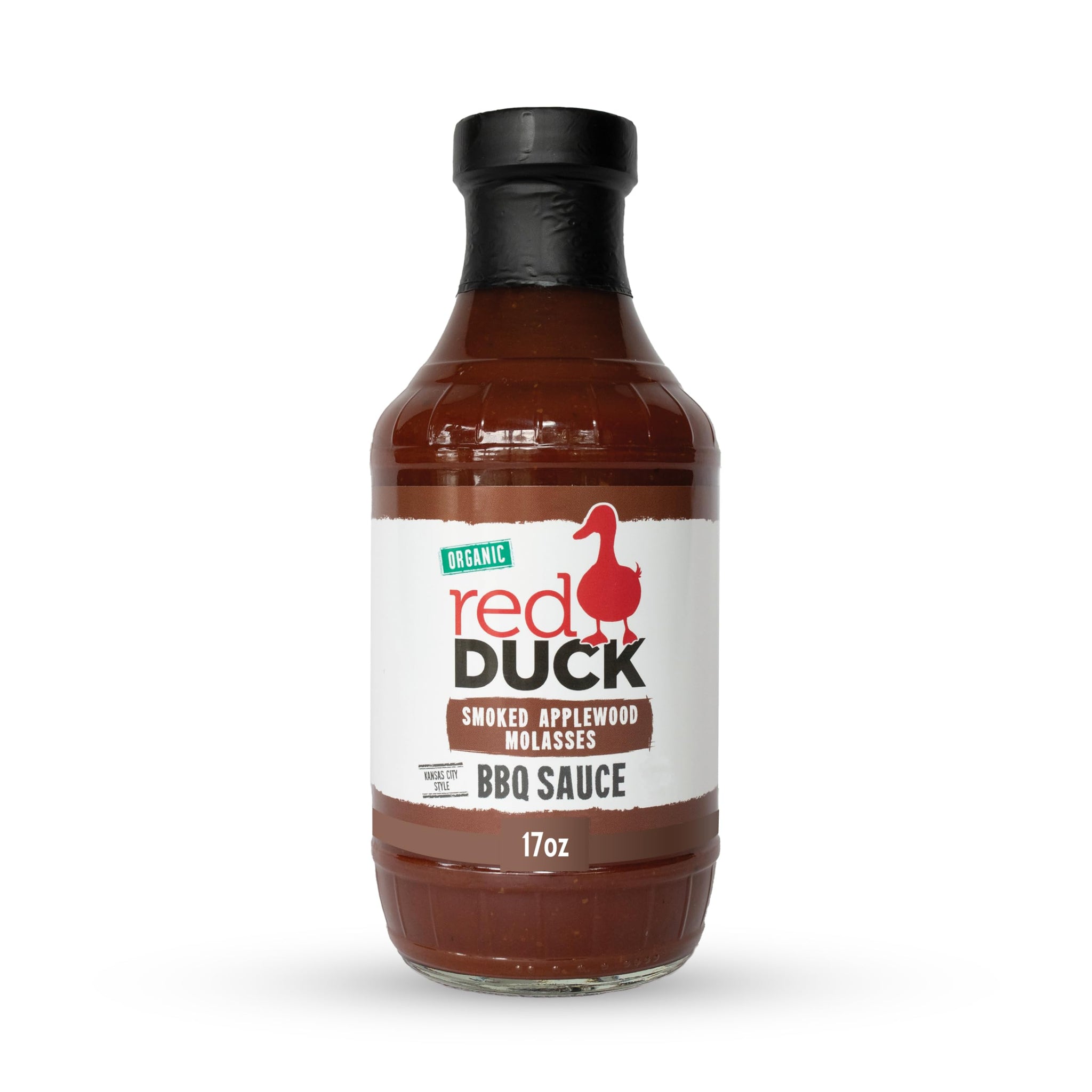 Red Duck Smoked Applewood Molasses Organic BBQ Sauce - Kansas City Style barbecue sauce, 17 ounces