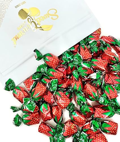 SweetGourmet Arcor Strawberry Bon Bons Hard Candy Wrapped, Fruit-Filled Premium Candies, 3 Pound Bag