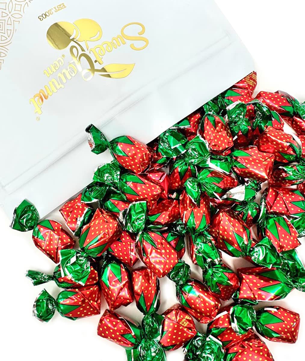 SweetGourmet Arcor Strawberry Bon Bons Hard Candy Wrapped, Fruit-Filled Premium Candies, 3 Pound Bag