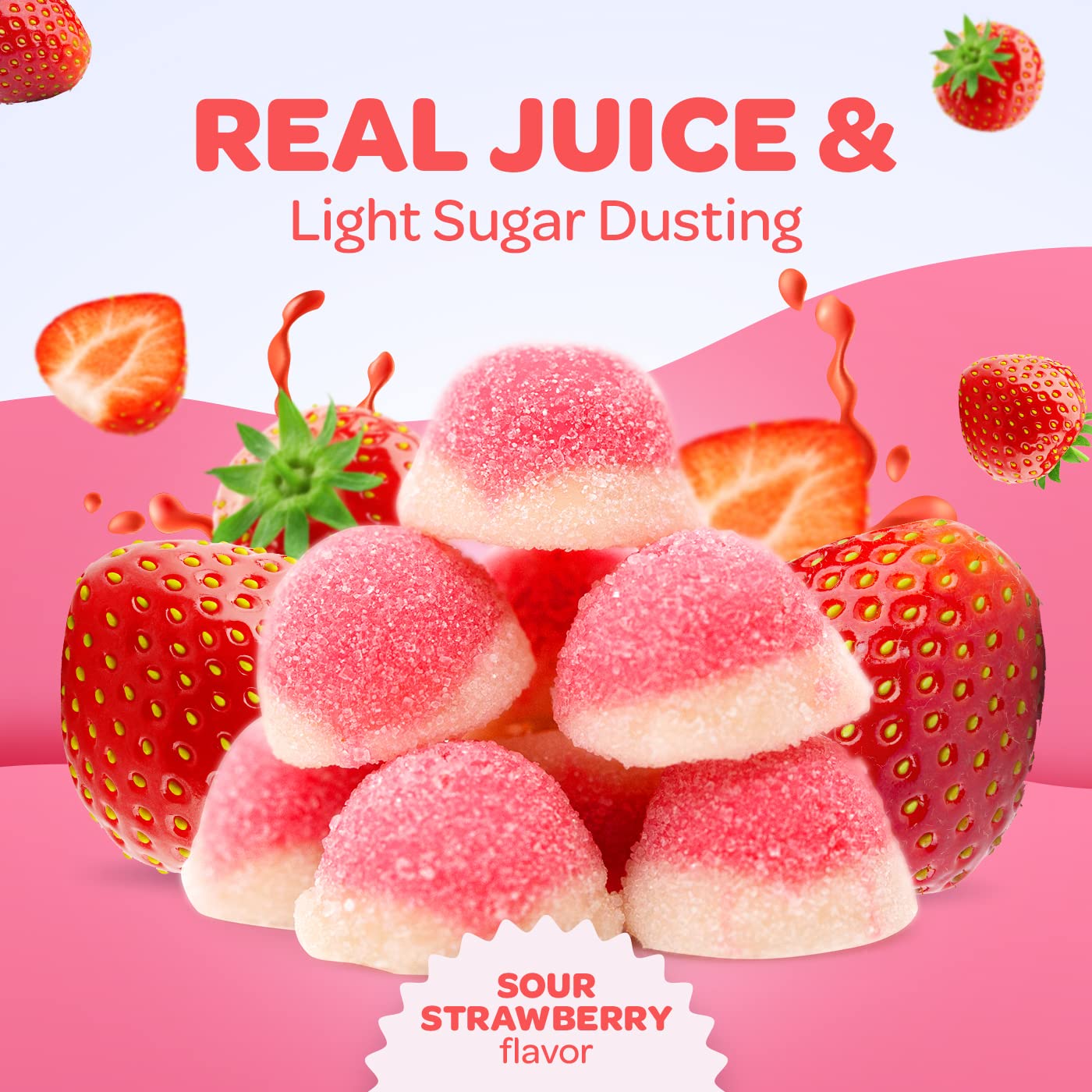 Strawberry Puffy Gummies - 1 Pound Pack - Baby Shower It's a Girl Candy - Gender Reveal - Pink Sweets