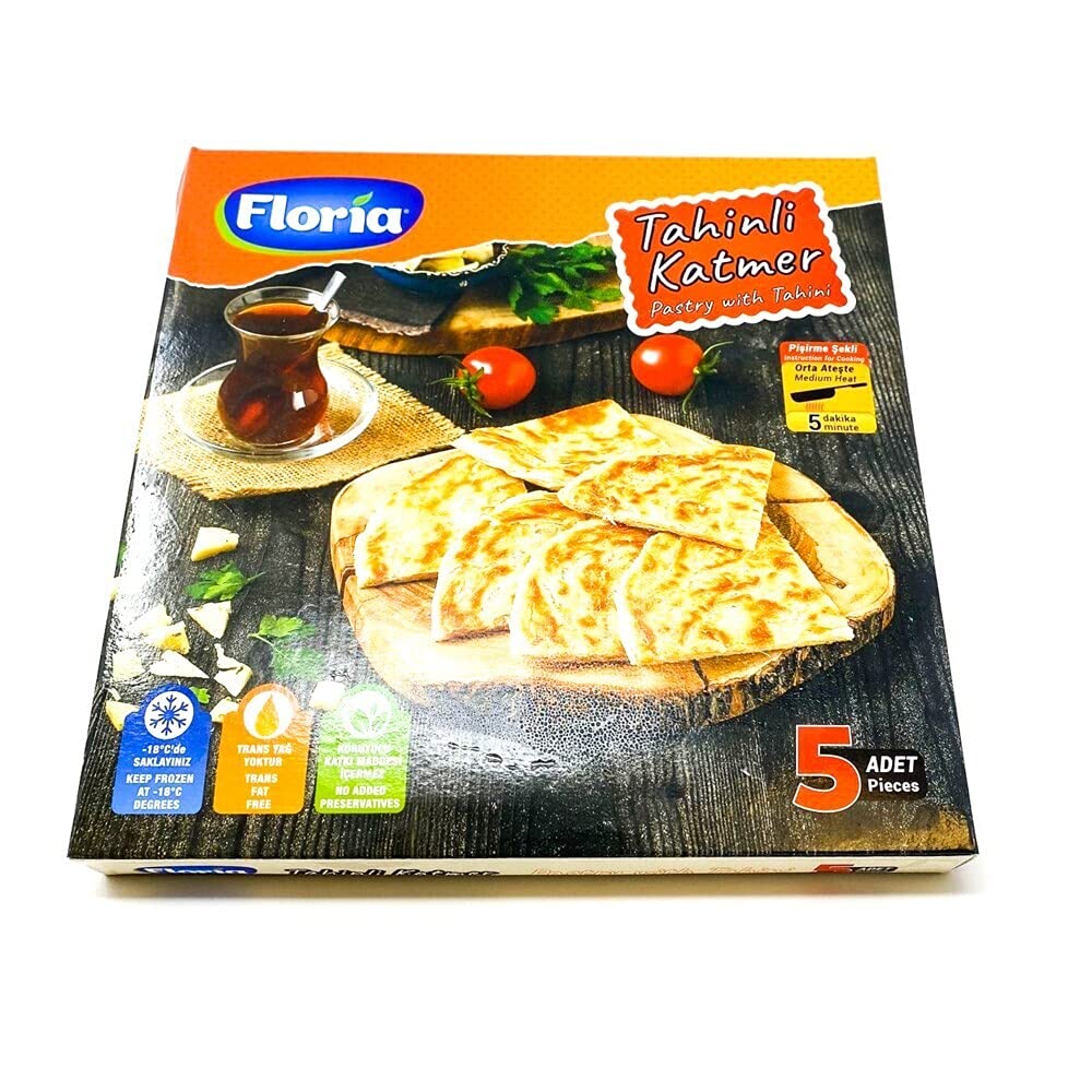 Floria Tahinli Kayseri Katmer 825 gr - 5 pieces - Halal - Product of Turkey - Bread with Tahini