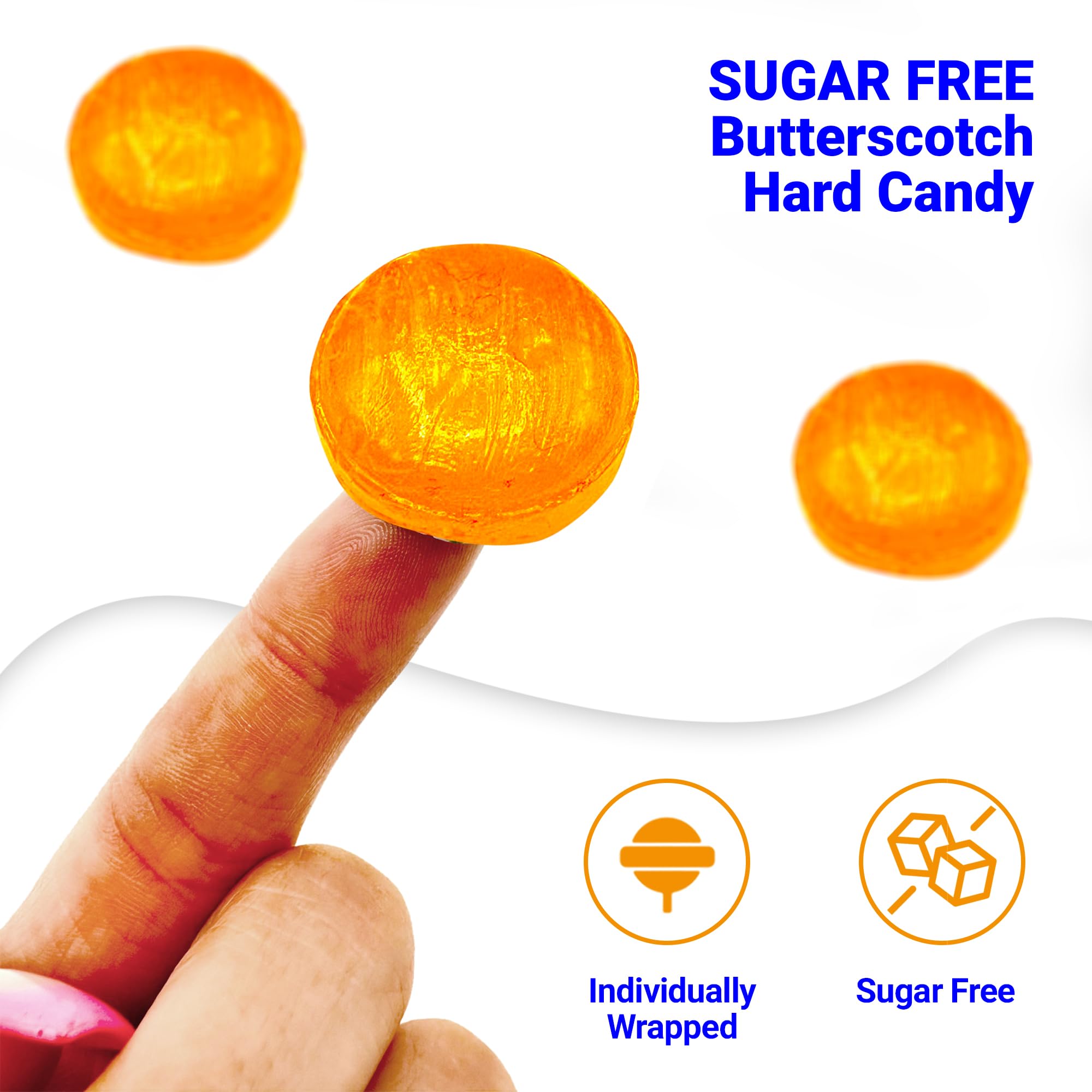Sugar Free Butterscotch Hard Candy Arcor - 2LB Bag (About 150 Pieces) Of Individually Wrapped Sugar Free Butterscotch Buttons, Butter Scotch Bulk