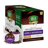 Sollo Infused Super 6 Mushroom Blend, Coffee Pods - 100% Arabica Medium Roast with 6 Functional Mushrooms & B-Vitamins - Lion’s Mane, Chaga, Reishi